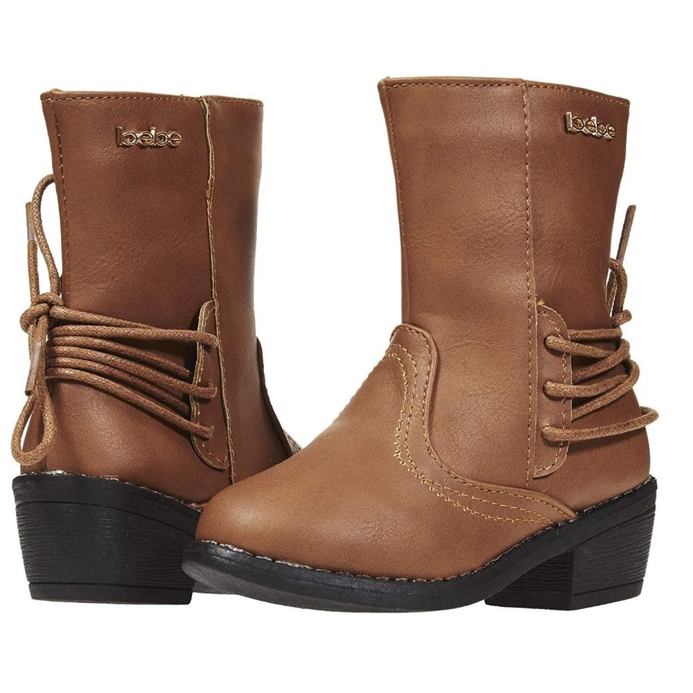 Toddler Girls Bebe Lace Up Riding Boots Size 5 6 7 8 or 9 Faux Leather